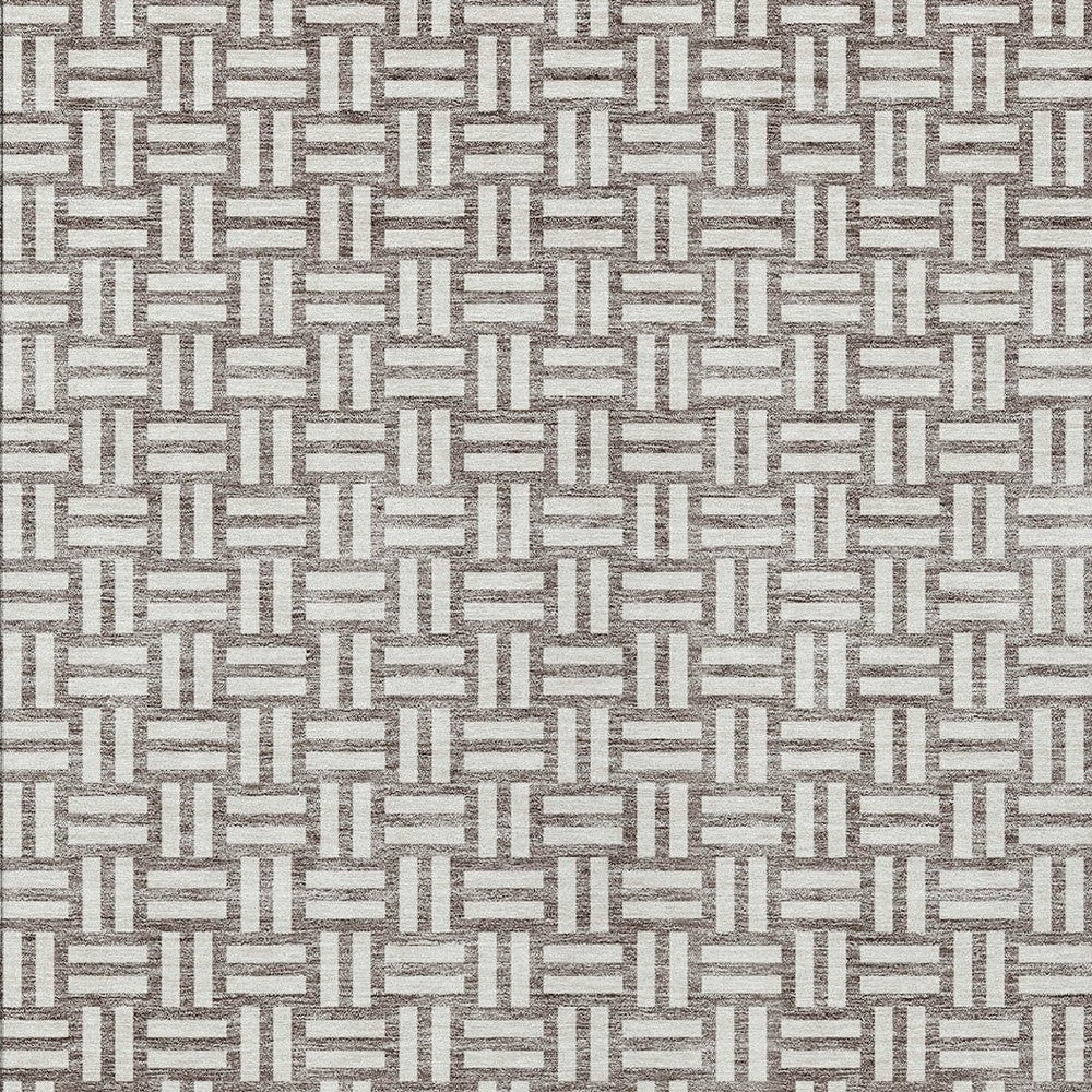 Tabselect Home Line 5' X 8' Taupe And Gray Geometric Washable Indoor Outdoor Area Rug