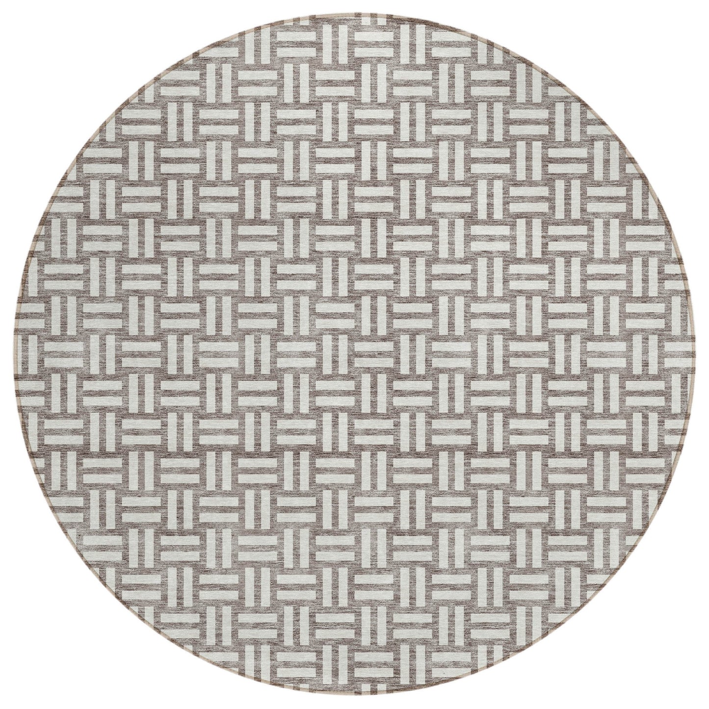 Tabselect Home Line 8' Taupe And Gray Round Geometric Washable Indoor Outdoor Area Rug