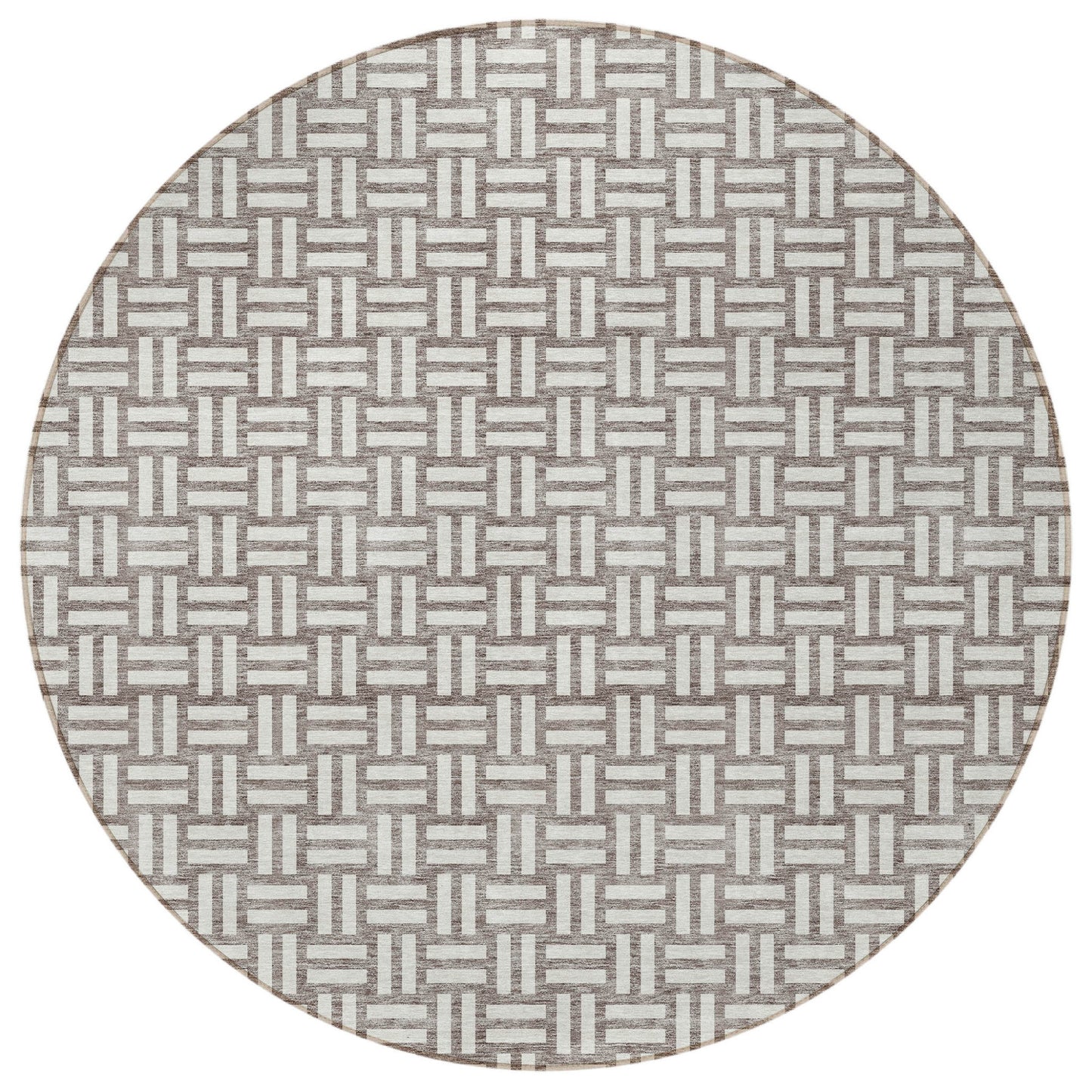 Tabselect Home Line 8' Taupe And Gray Round Geometric Washable Indoor Outdoor Area Rug
