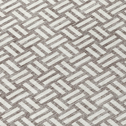 Tabselect Home Line 8' Taupe And Gray Round Geometric Washable Indoor Outdoor Area Rug