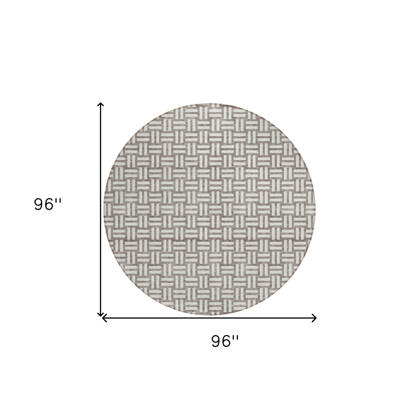 Tabselect Home Line 8' Taupe And Gray Round Geometric Washable Indoor Outdoor Area Rug