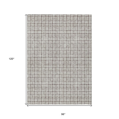 Tabselect Home Line 8' X 10' Taupe And Gray Geometric Washable Indoor Outdoor Area Rug