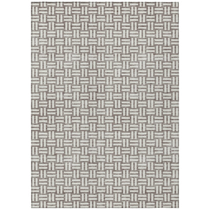 Tabselect Home Line 8' X 10' Taupe And Gray Geometric Washable Indoor Outdoor Area Rug