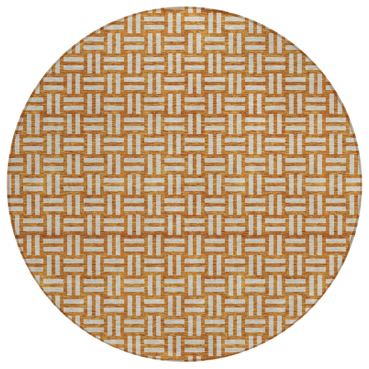 Tabselect Home Line 8' Terra Cotta And Beige Round Geometric Washable Indoor Outdoor Area Rug