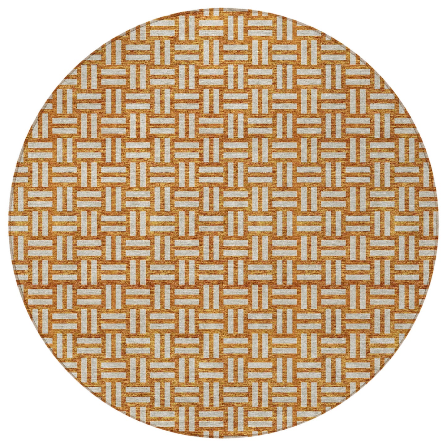 Tabselect Home Line 8' Terra Cotta And Beige Round Geometric Washable Indoor Outdoor Area Rug