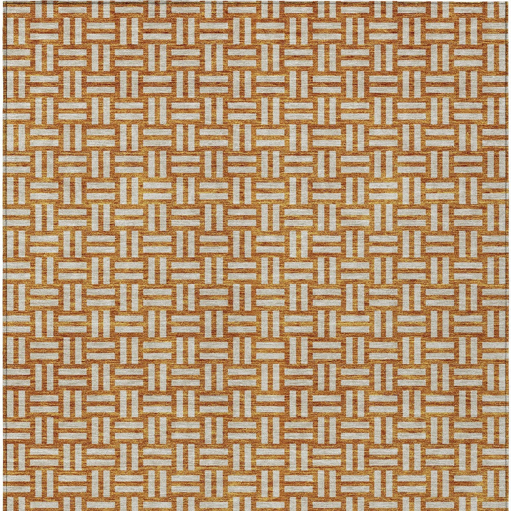 Tabselect Home Line 8' X 10' Terra Cotta And Beige Geometric Washable Indoor Outdoor Area Rug