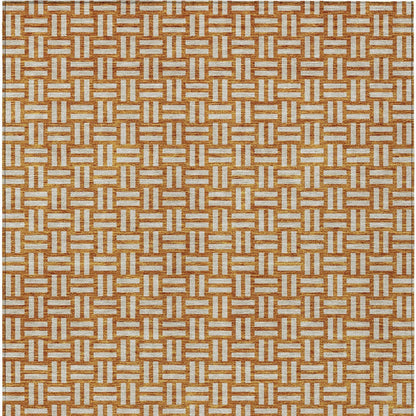 Tabselect Home Line 8' X 10' Terra Cotta And Beige Geometric Washable Indoor Outdoor Area Rug