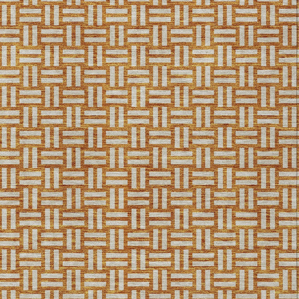 Tabselect Home Line 8' X 10' Terra Cotta And Beige Geometric Washable Indoor Outdoor Area Rug
