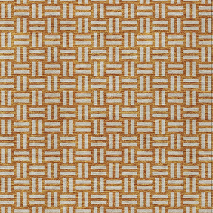 Tabselect Home Line 8' X 10' Terra Cotta And Beige Geometric Washable Indoor Outdoor Area Rug