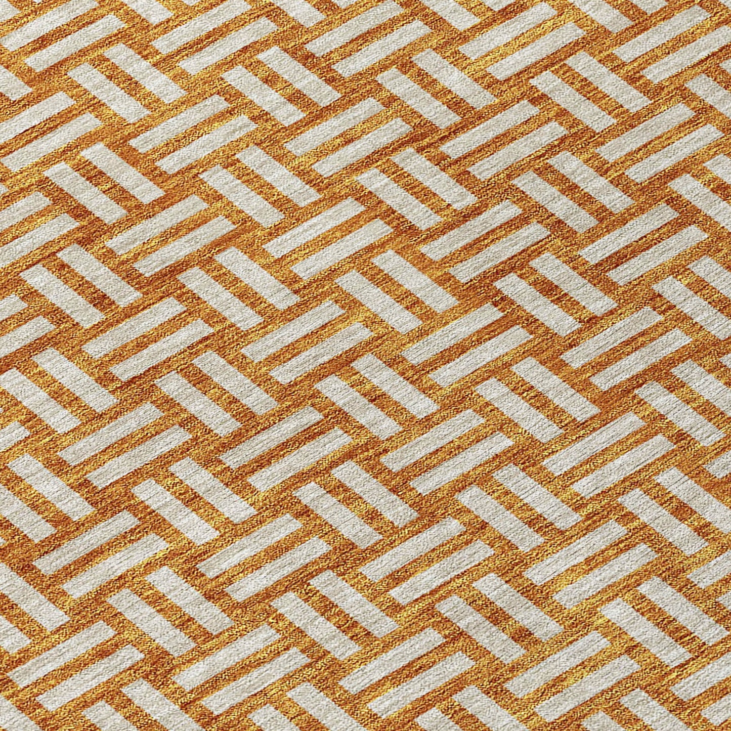 Tabselect Home Line 8' X 10' Terra Cotta And Beige Geometric Washable Indoor Outdoor Area Rug