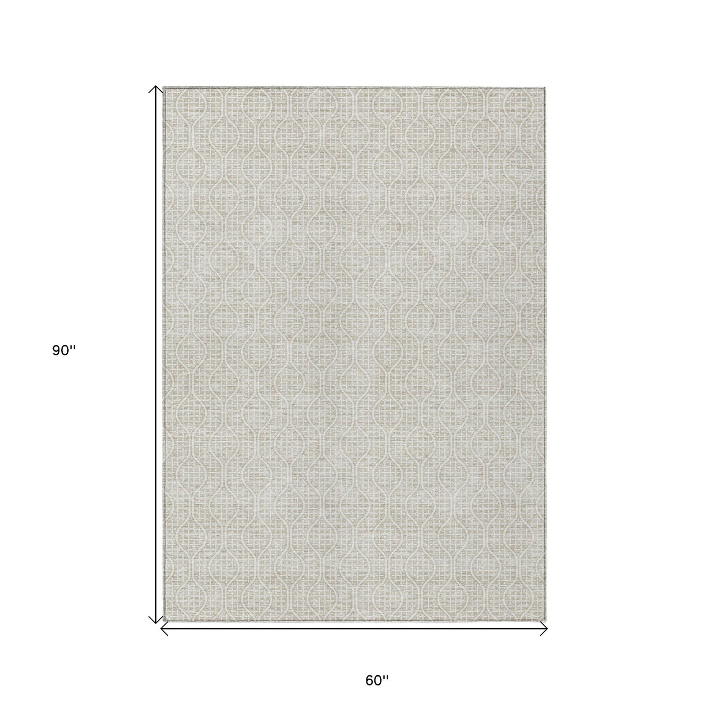 Tabselect Home Line 5' X 8' Beige And Ivory Geometric Washable Indoor Outdoor Area Rug