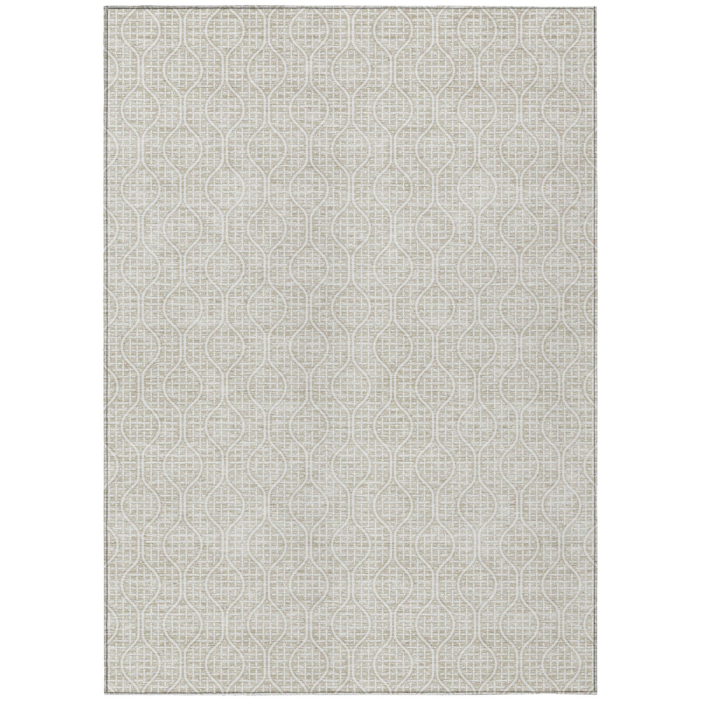 Tabselect Home Line 5' X 8' Beige And Ivory Geometric Washable Indoor Outdoor Area Rug