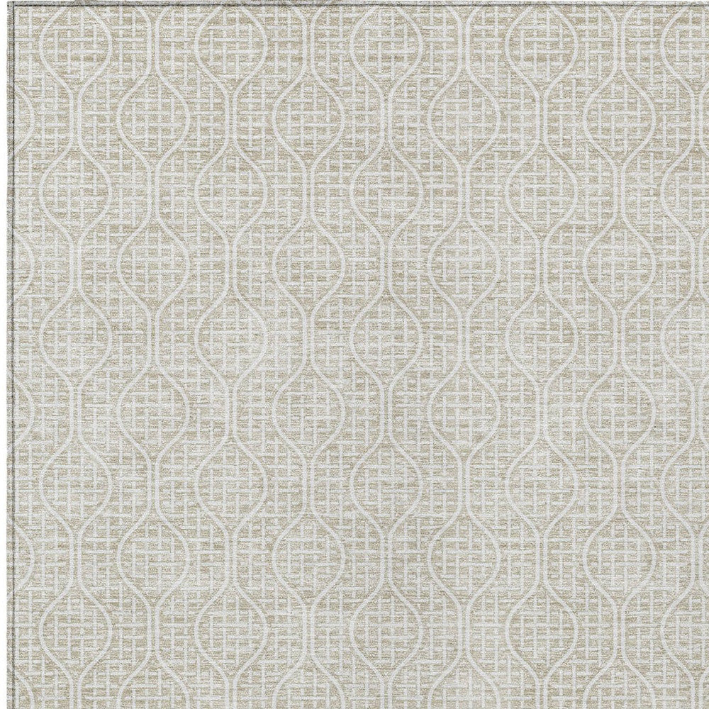 Tabselect Home Line 5' X 8' Beige And Ivory Geometric Washable Indoor Outdoor Area Rug