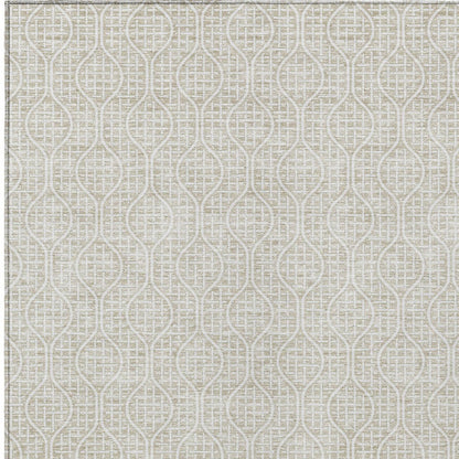 Tabselect Home Line 5' X 8' Beige And Ivory Geometric Washable Indoor Outdoor Area Rug