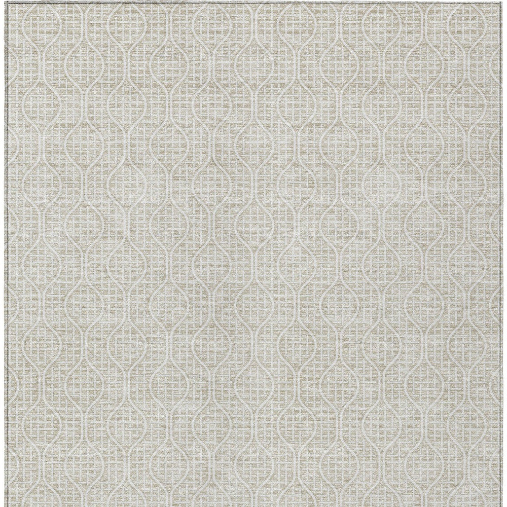 Tabselect Home Line 5' X 8' Beige And Ivory Geometric Washable Indoor Outdoor Area Rug
