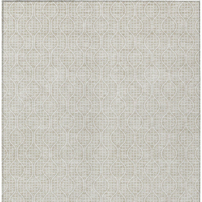 Tabselect Home Line 5' X 8' Beige And Ivory Geometric Washable Indoor Outdoor Area Rug