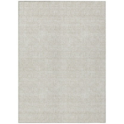 Tabselect Home Line 8' X 10' Beige And Ivory Geometric Washable Indoor Outdoor Area Rug