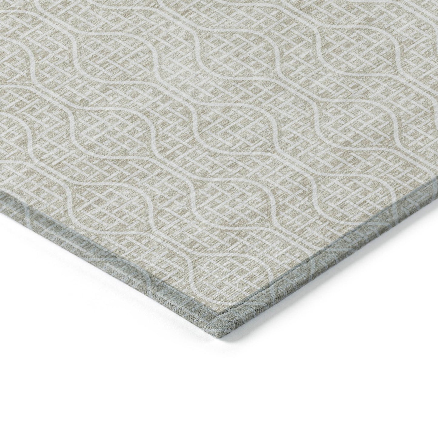Tabselect Home Line 8' X 10' Beige And Ivory Geometric Washable Indoor Outdoor Area Rug