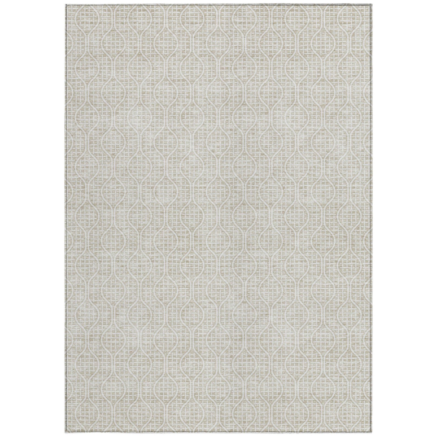 Tabselect Home Line 8' X 10' Beige And Ivory Geometric Washable Indoor Outdoor Area Rug