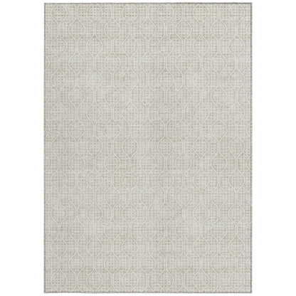 Tabselect Home Line 8' X 10' Beige And Ivory Geometric Washable Indoor Outdoor Area Rug