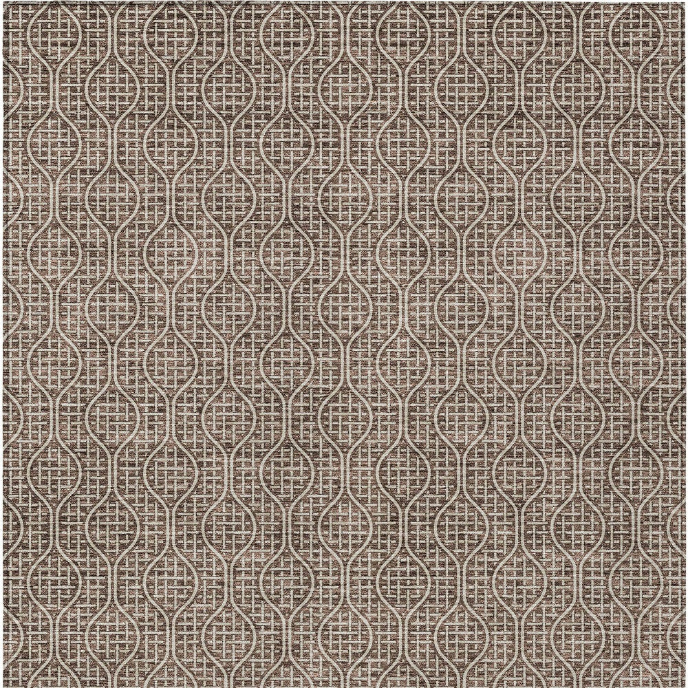 Tabselect Home Line 5' X 8' Brown And Beige Geometric Washable Indoor Outdoor Area Rug