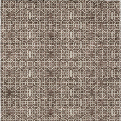 Tabselect Home Line 5' X 8' Brown And Beige Geometric Washable Indoor Outdoor Area Rug
