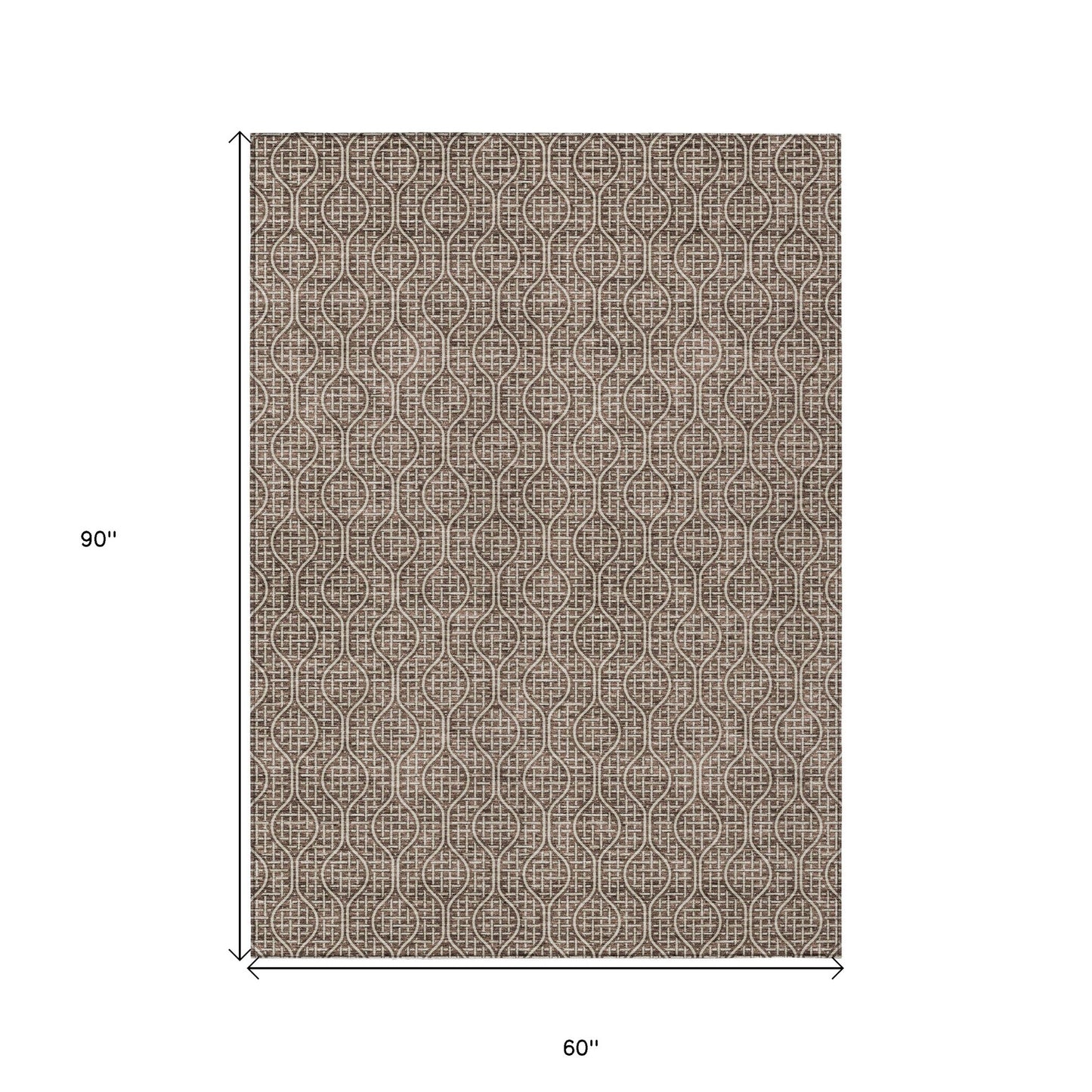 Tabselect Home Line 5' X 8' Brown And Beige Geometric Washable Indoor Outdoor Area Rug