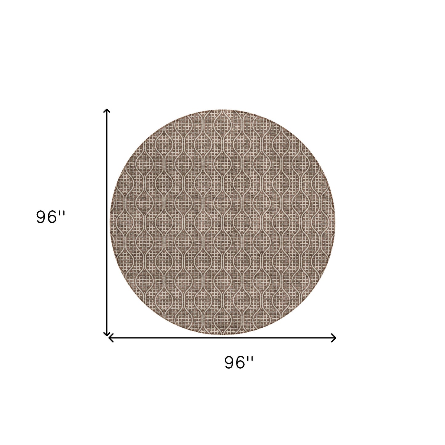 Tabselect Home Line 8' Brown And Beige Round Geometric Washable Indoor Outdoor Area Rug