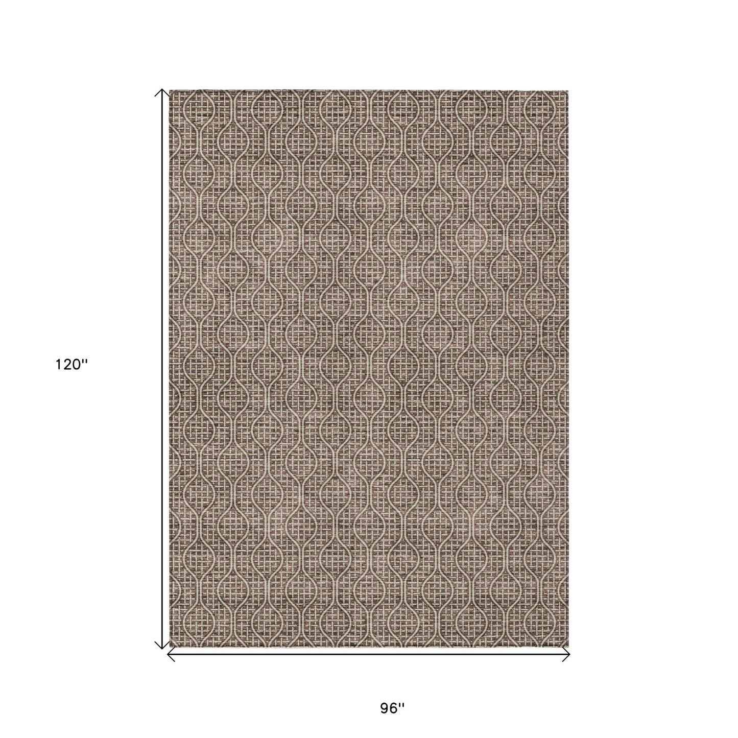 Tabselect Home Line 8' X 10' Brown And Beige Geometric Washable Indoor Outdoor Area Rug