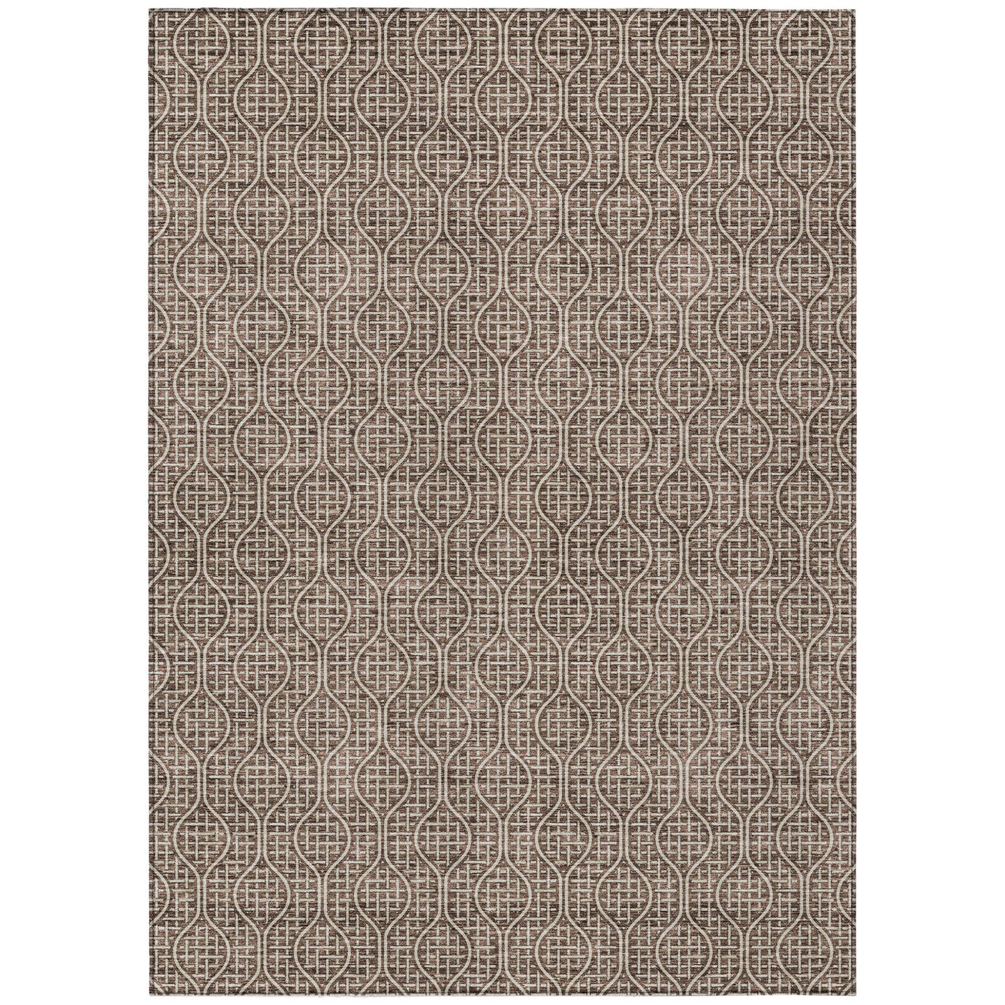 Tabselect Home Line 8' X 10' Brown And Beige Geometric Washable Indoor Outdoor Area Rug