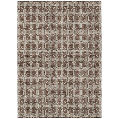 Tabselect Home Line 8' X 10' Brown And Beige Geometric Washable Indoor Outdoor Area Rug