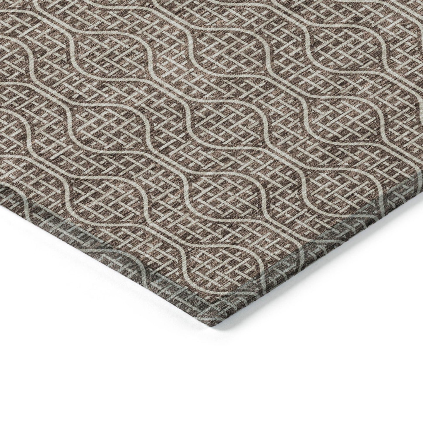 Tabselect Home Line 8' X 10' Brown And Beige Geometric Washable Indoor Outdoor Area Rug