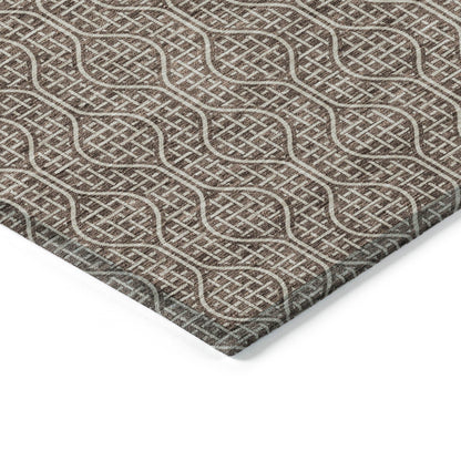 Tabselect Home Line 8' X 10' Brown And Beige Geometric Washable Indoor Outdoor Area Rug