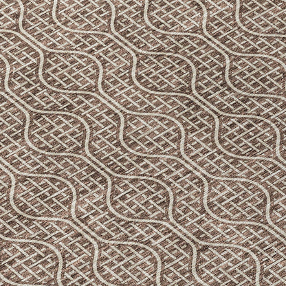 Tabselect Home Line 8' X 10' Brown And Beige Geometric Washable Indoor Outdoor Area Rug