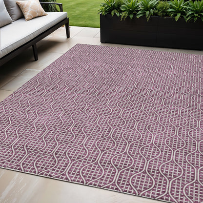 Tabselect Home Line 5' X 8' Eggplant And Ivory Geometric Washable Indoor Outdoor Area Rug