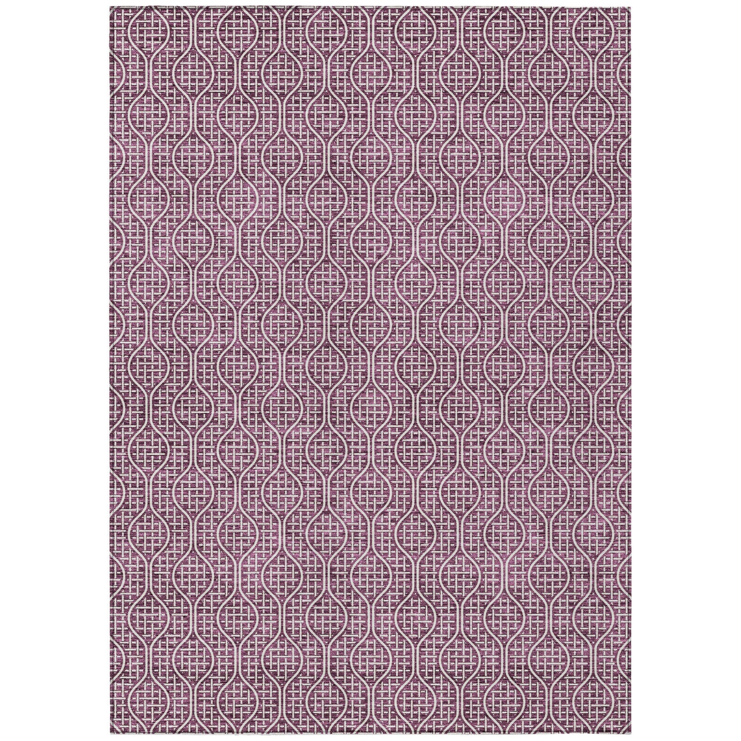 Tabselect Home Line 5' X 8' Eggplant And Ivory Geometric Washable Indoor Outdoor Area Rug