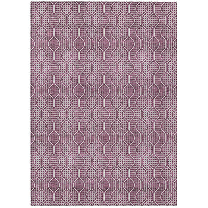 Tabselect Home Line 5' X 8' Eggplant And Ivory Geometric Washable Indoor Outdoor Area Rug