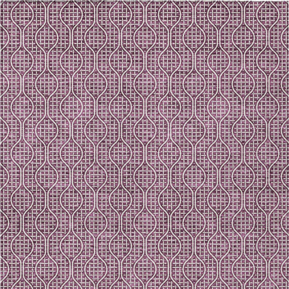 Tabselect Home Line 5' X 8' Eggplant And Ivory Geometric Washable Indoor Outdoor Area Rug