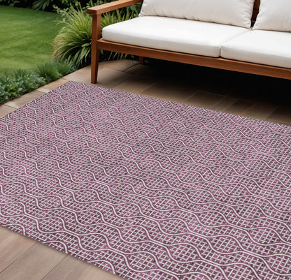 Tabselect Home Line 8' X 10' Eggplant And Ivory Geometric Washable Indoor Outdoor Area Rug
