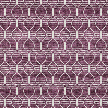 Tabselect Home Line 8' X 10' Eggplant And Ivory Geometric Washable Indoor Outdoor Area Rug