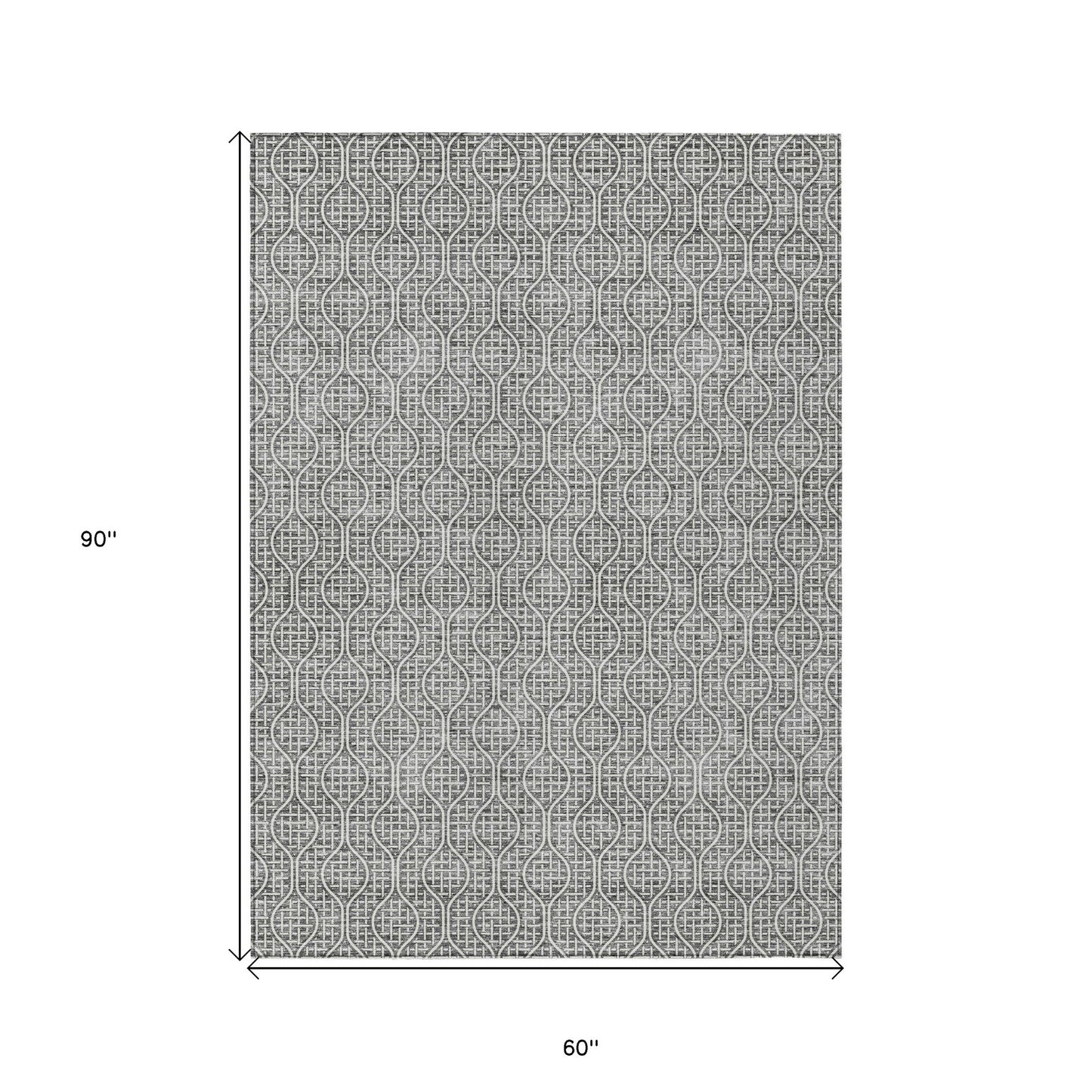 Tabselect Home Line 5' X 8' Gray And Ivory Geometric Washable Indoor Outdoor Area Rug