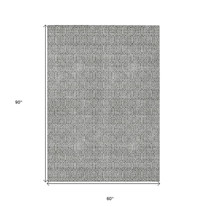 Tabselect Home Line 5' X 8' Gray And Ivory Geometric Washable Indoor Outdoor Area Rug