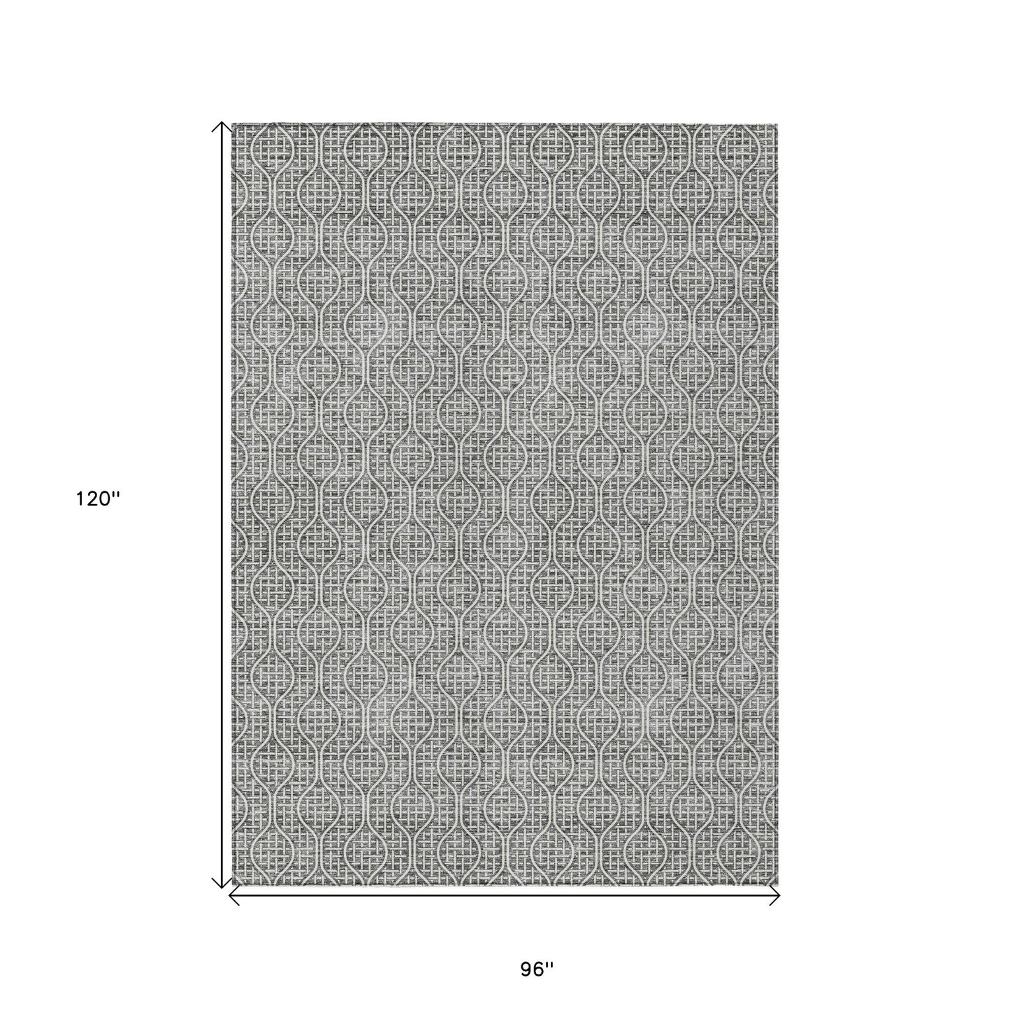 Tabselect Home Line 8' X 10' Gray And Ivory Geometric Washable Indoor Outdoor Area Rug