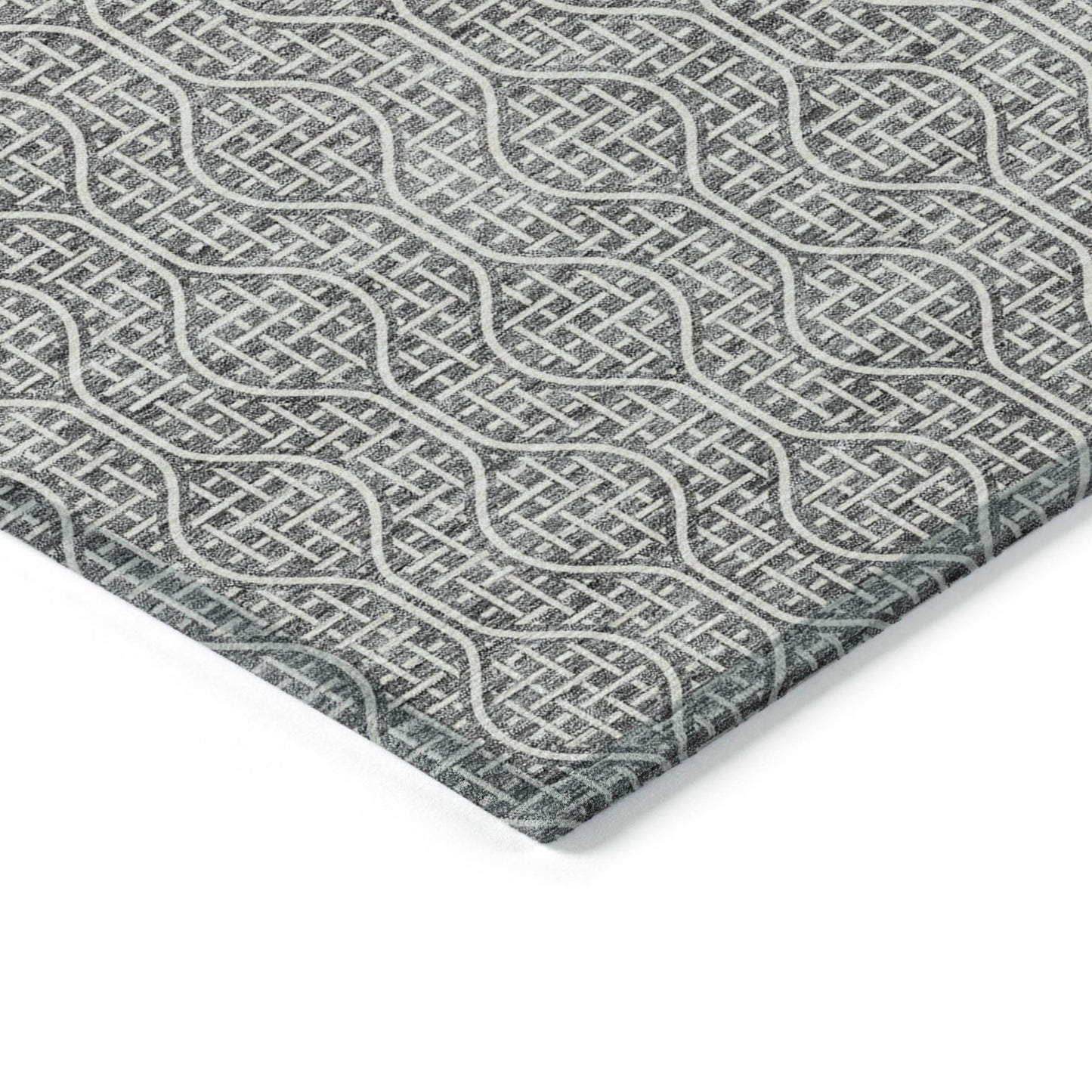 Tabselect Home Line 8' X 10' Gray And Ivory Geometric Washable Indoor Outdoor Area Rug