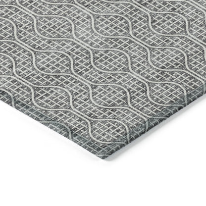 Tabselect Home Line 8' X 10' Gray And Ivory Geometric Washable Indoor Outdoor Area Rug