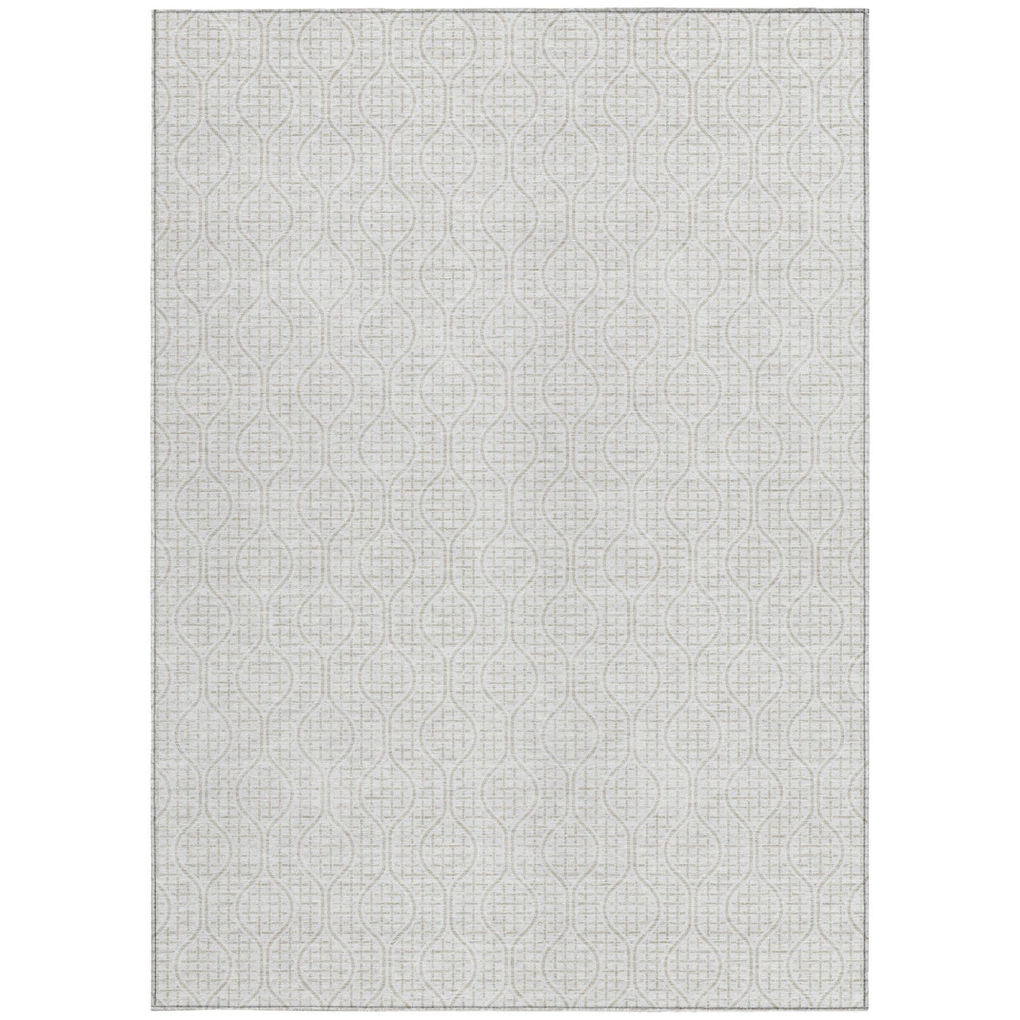 Tabselect Home Line 5' X 8' Ivory And Beige Geometric Washable Indoor Outdoor Area Rug