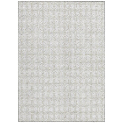 Tabselect Home Line 5' X 8' Ivory And Beige Geometric Washable Indoor Outdoor Area Rug