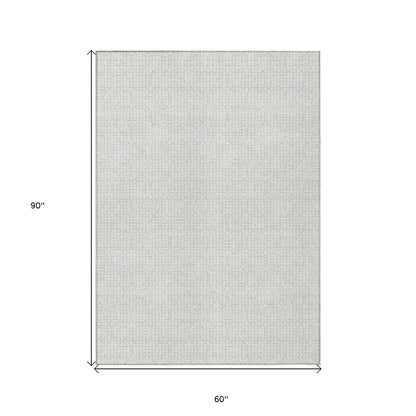 Tabselect Home Line 5' X 8' Ivory And Beige Geometric Washable Indoor Outdoor Area Rug