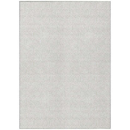 Tabselect Home Line 5' X 8' Ivory And Beige Geometric Washable Indoor Outdoor Area Rug
