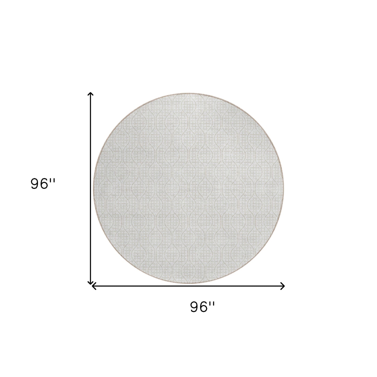 Tabselect Home Line 8' Ivory And Beige Round Geometric Washable Indoor Outdoor Area Rug